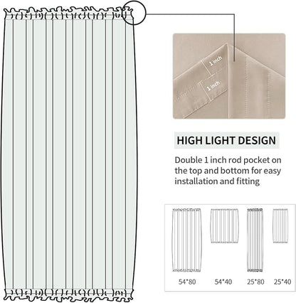 DWCN French Door Curtains – Rod Pocket Thermal Blackout Curtain - Image 3