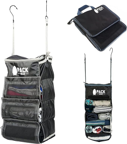 Pack Gear Hanging Luggage Organizer - Our Carry On Closet Insert Fits Any Carry-On - Our Hanging Luggage Organizer Uses Velcro to Allow Instant Access to your Clothes (Mesh Black, Carry-On Size)