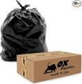 Ox Plastics Trash Can Liners Bags - 60 Gallon Capacity & 3mil Thick Extra Heavy Duty Strength - 50 Large Garbage, Leak-Proof & Durable, House & Commercial Use Bags Black
