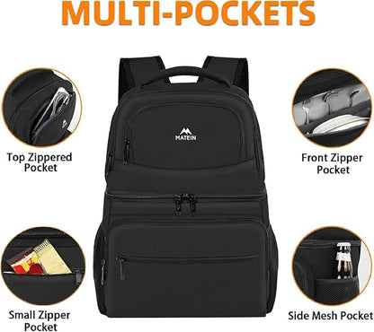 MATEIN Cooler Backpack, 26 Cans Insulated Lunch Backpack for Men Women, Leakproof Double Layer Lunch Cooler Bag Lightweight Soft Lunch Backpack with Cooler Compartment, Beach Camping Hiking Beer Gifts