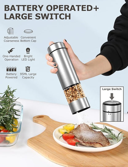 innhom Electric Salt Grinder Pepper Grinder Battery Operated Stainless Steel - Image 3