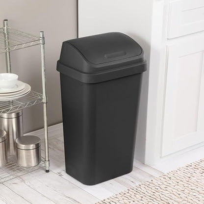 Sterilite 8-Pack Swing Top Wastebasket, Sleek Square Profile Trash Can - Image 5