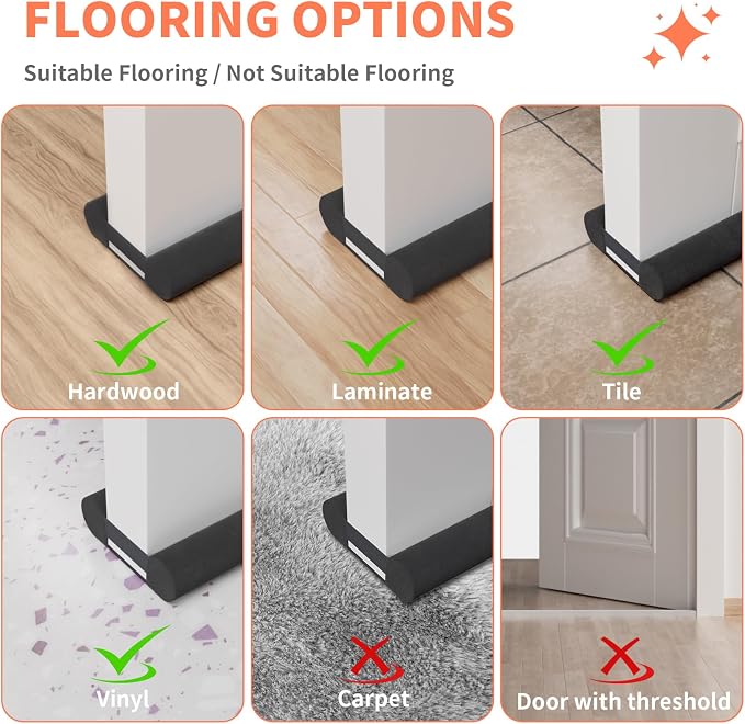 Upgraded Door Draft Stopper for Bottom of Door, Under Door Gap Filler for Big - Image 8