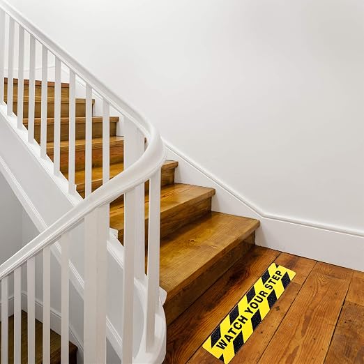 Boao 4 Pieces Watch Your Step Stickers Sign 6 x 24 Inch Caution Watch Your Step - Image 4