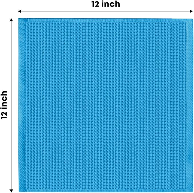 Artoid Mode 100% Cotton Sky Blue Waffle Weave Kitchen Dish Cloths, 12x12 Inch Ultra Soft Absorbent Quick Drying Kitchen Dish Towels Set of 6