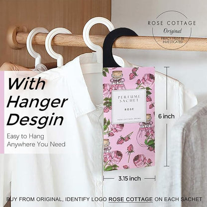 ROSE COTTAGE Large 12 Packs Rose Hanging Closet Deodorizer Air Freshener Long - Image 2