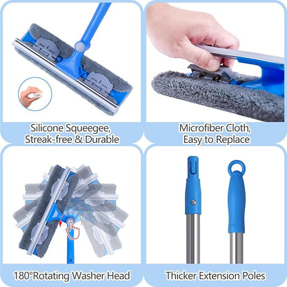 20 Feet+ High Reach Window Squeegee, 2-in-1 Window Cleaner Tool - Image 4