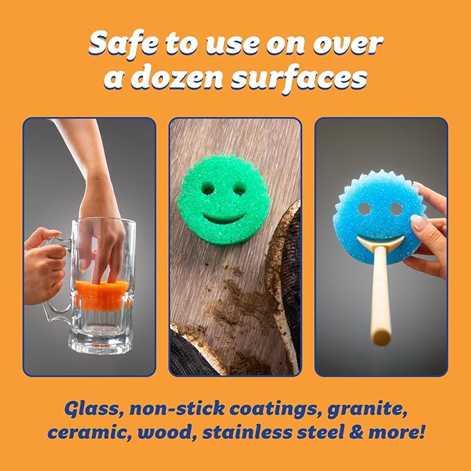 Scrub Daddy Scratch-Free Multipurpose Kitchen Sponges - Bulk Dish Sponges for Kitchen, Bathroom, Household Cleaning & More - Made with BPA-Free Polymer Foam (7 Count)