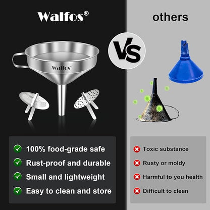 Large Stainless Steel Funnel, Walfos Kitchen Funnel - Image 3