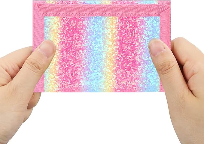 NEICY RFID Blocking Canvas Wallet for Men and Women - Camo Trifold Outdoor Sports Wallets with Magic Sticker for Teen Kids (Rainbow7)