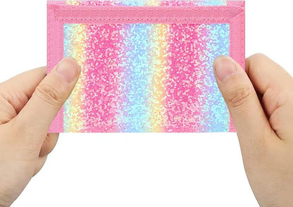 NEICY RFID Blocking Canvas Wallet for Men and Women - Camo Trifold Outdoor Sports Wallets with Magic Sticker for Teen Kids (Rainbow7)