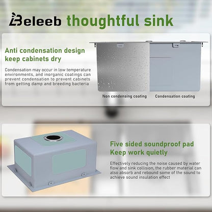 Drop In Kitchen Sink 33x22", 9" Basin Depth, 18 Gauge Stainless Steel Sink, 3D Embossed Surface Finish Top Mount with Accessories