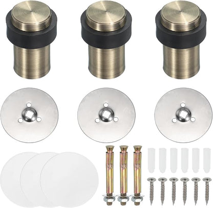 PATIKIL 3Set Round Door Stoppers, 60mm Stainless Steel Door Stop Doorstop Wedge by PATIKIL