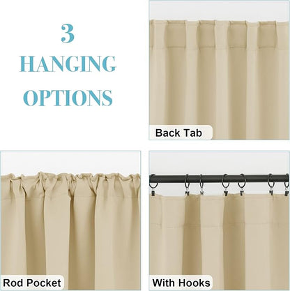 RYB HOME Short Blackout Curtains 36 inches, Solid Heavy Duty Small Window - Image 6