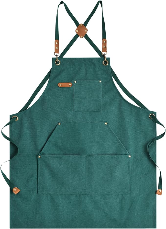 Aoomzoon Canvas Aprons for Men Chef Apron, Work Apron - 16oz Heavy Duty Cross by Aoomzoon