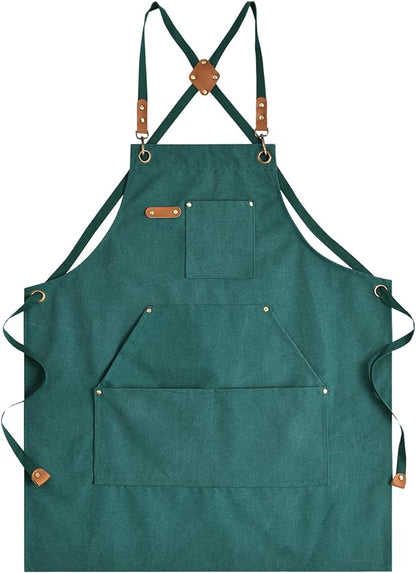 Aoomzoon Canvas Aprons for Men Chef Apron, Work Apron - 16oz Heavy Duty Cross by Aoomzoon