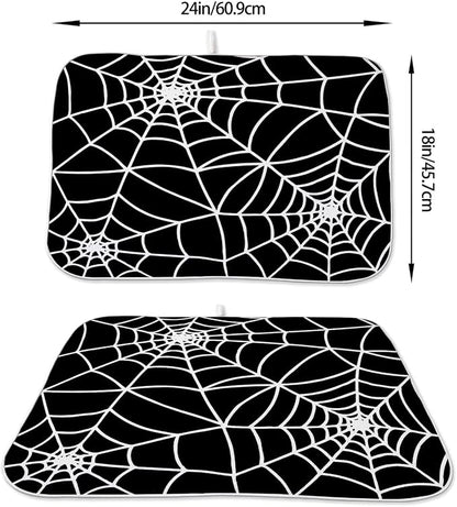 Halloween Spiderweb Dish Drying Mat 18 x 24 inch Halloween Scary Themed Black - Image 2
