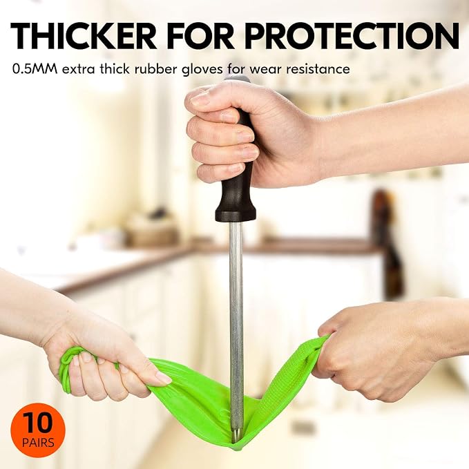 Vgo... 10-Pairs Dishwashing Gloves, Reusable Household Gloves, Kitchen Gloves - Image 2