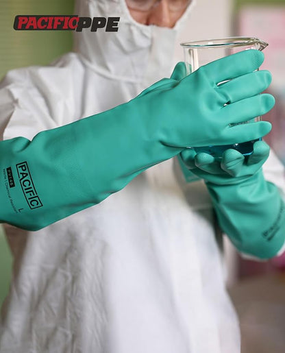 PACIFIC PPE 2 Pairs Chemical Resistant Nitrile Gloves, Resist Household Acid - Image 7