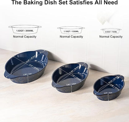 Dafuceramic Casserole Dishes for Oven Sets of 3, Ceramic Oval Baking Dish - Image 2