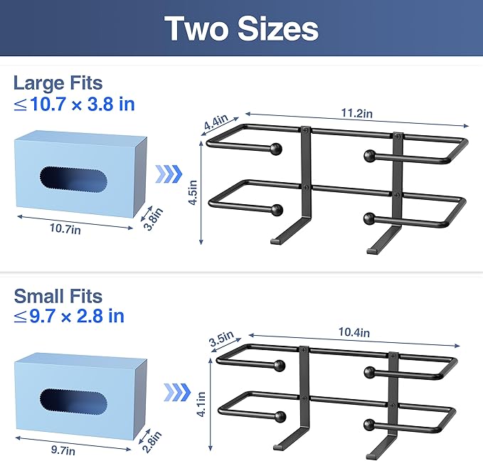 2 Pack Glove Box Dispenser Wall Mount (10.4 * 3.5in): Black Glove Holder Organizer for Disposable & Tissue Box - Organizer on Wall in Lab, Kitchen, Bathroom, Garage