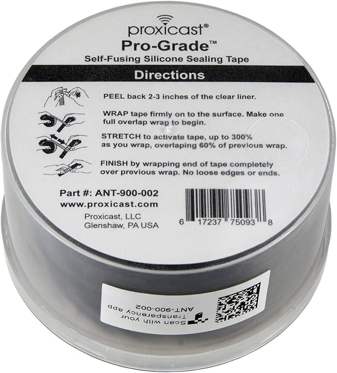 Proxicast Pro-Grade Extra Strong 30mil Weatherproof Self-Fusing Silicone Rubber Sealing Tape for Outdoor Antenna Coax & Electrical Cables, Hose/Pipe Leaks & Emergency Repairs (1.5" x 15' roll) - Red