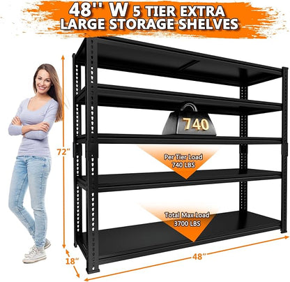 Storage Shelves Heavy Duty 3 PCS, 5-tier Adjustable Metal Industrial Utility - Image 3