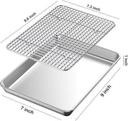 Baking Sheet with Rack Set, Wildone Stainless Steel Cookie Sheet Baking Pan - Image 2