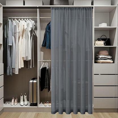 Tollpiz Sheer Door Curtain Closet Linen Textured Curtain Sheers Doorway Light - Image 3