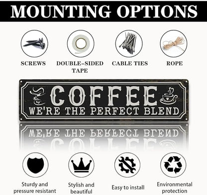 Coffee Metal Tin Signs, Coffee We're the Perfect Blend, Farmhouse Kitchen Decor - Image 3