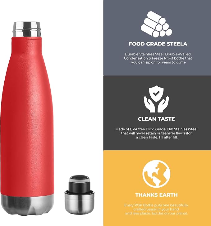 MEWAY 17oz Sport Water Bottle 4 Pack Vacuum Insulated Stainless Steel - Image 3