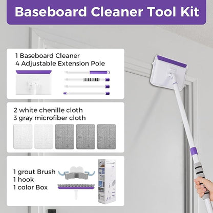 Baseboard Cleaner Tool with Handle 2.0, Dust Trapping and Locking, 5 Reusable - Image 3
