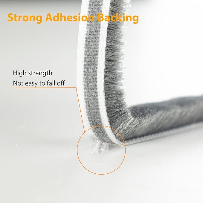 39.4FT Brush Weather Stripping, Neat Pile Self Adhesive Seal Strip for Windows and Door, Weatherstrip for Soundproofing, Windproof, Dustproof, Stronger Stickiness, 0.35'' Wide x 0.2'' Thick, White