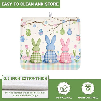 Easter Bunny Dish Drying Mat for Kitchen Counter 16 x 18 Inch Rabbit Eggs Dish - Image 5