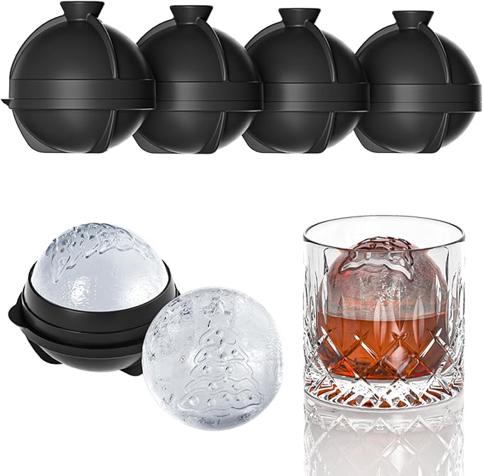 Novelty Christmas Snowflake Tree Ball Ice Maker Mold Set of 4, Funny Christmas by ACOOKEE