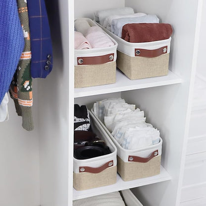 Univivi 4PC Long Narrow Storage Baskets, Small Fabric Storage Bins - Image 4