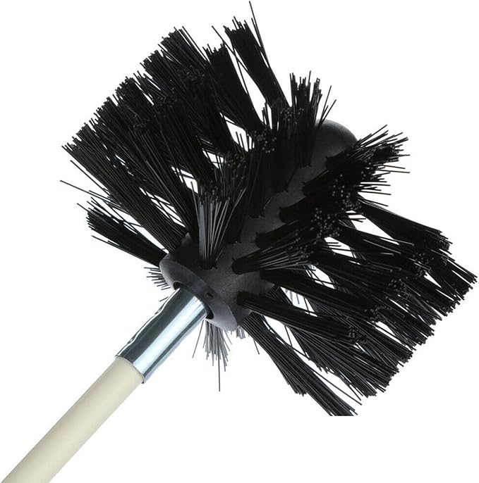 25 Feet Stove Pipe Clean Brush Extension Rods Flexible Fireplace Chimney Brush Stove Pipe Brush Rod Rotary Air Duct Dryer Vent Cleaner Rods Flue Brush Chimney Sweep Kit with Brush Head