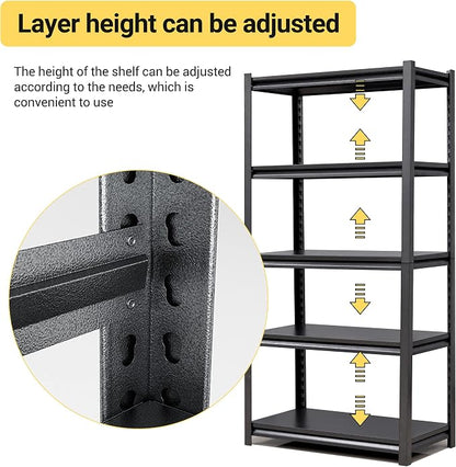 63" H Heavy Duty Garage Shelving, Metal Storage Shelves, Adjustable 5 Tier - Image 5