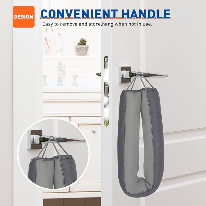 MAGZO Door Draft Stopper 32 Inches, Weighted Triangular Door Snake for Winter Noise Blocker with Hook Loops,Gray