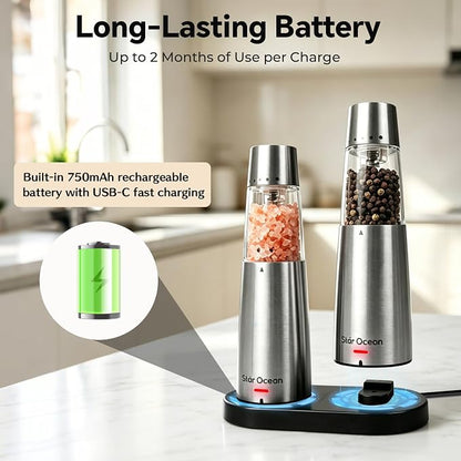StarOcean Electric Salt and Pepper Grinder Set, Automatic Gravity Grinder - Image 4