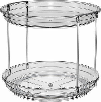 LAMU 2 Pack 2 Tier Lazy Susan Turntable Organizer 9.25'' Rotating Spice Rack - Image 9