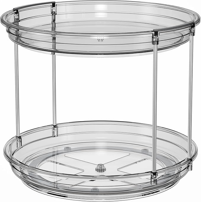 LAMU 2 Pack 2 Tier Lazy Susan Turntable Organizer 10.6'' Rotating Spice Rack - Image 8