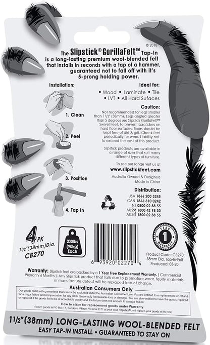 GorillaFelt CB270 Furniture Feet Floor Protectors/Felt Glides Tap On Felt - Image 2