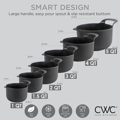 COOK WITH COLOR Nesting Plastic Mixing Bowl Set with Pour Spouts and Handles - Image 5