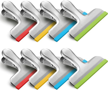 HOUSE AGAIN 8 Pack Stainless Steel Chip Bag Clips Covered by HOUSEAGAIN