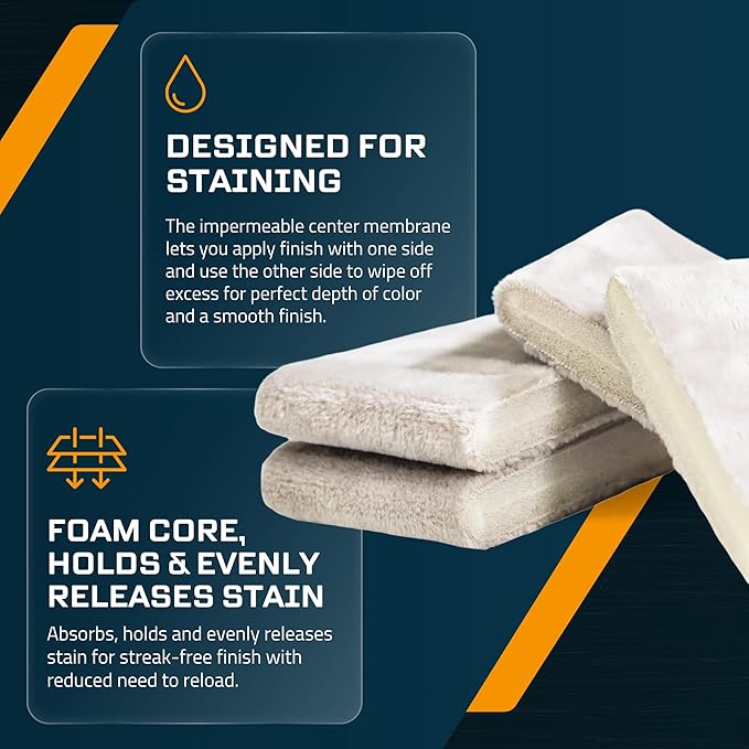 MāKRS Stain Pad, Cut-to-Size Staining Pads, 10-Pack, Lint, Snag, Streak-Free Applicator, Micro Brush Material, Wood Stains and Oil Based Finishes, Easy to Use with Consistent Application