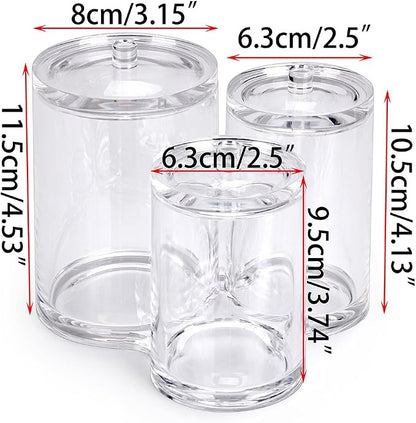 Hipiwe Clear Acrylic Cotton Swab Holder Preminm Quality Round Container Cotton - Image 6