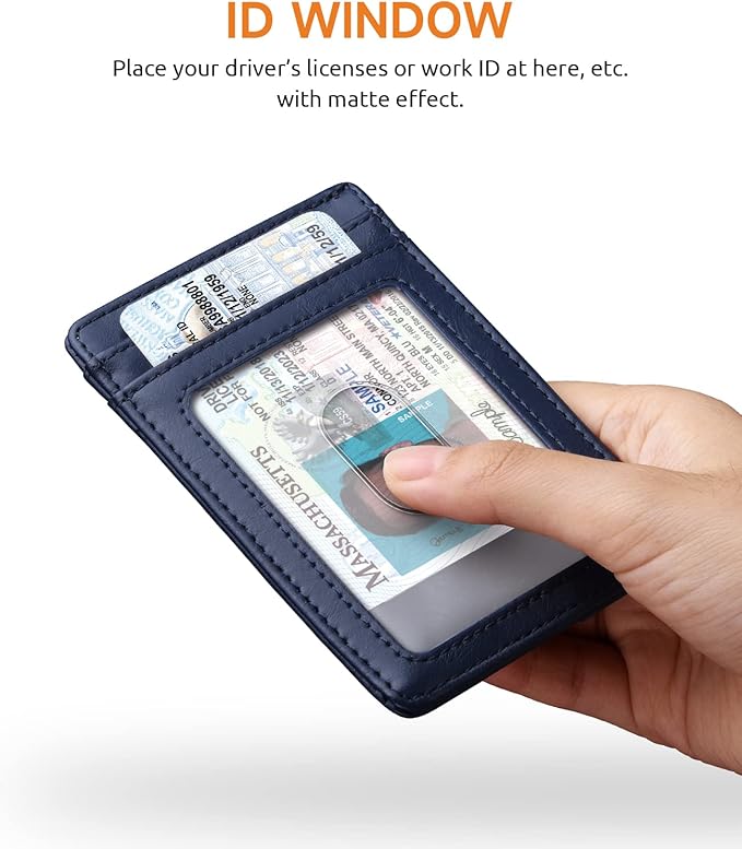 Buffway Mens Slim Wallet, Minimalist Thin Front Pocket Leather Credit Card Holder with RFID Blocking for Work Travel