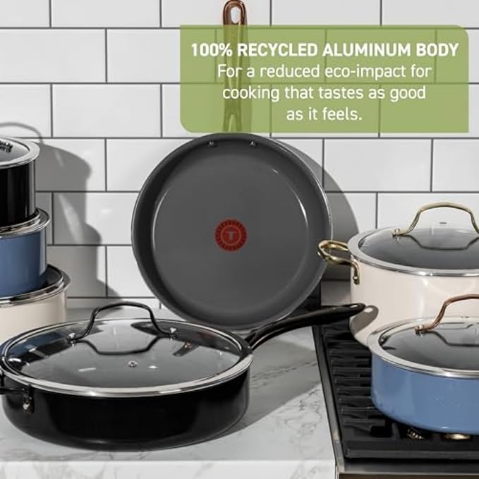 T-fal Preserve Ceramic, Non stick Cookware Set 13-Piece, Oven & Broiler Safe up - Image 3