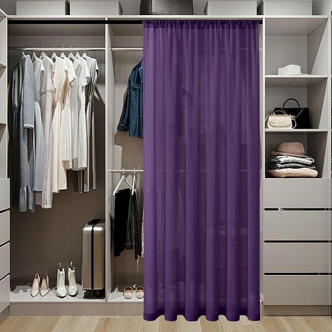 Tollpiz Sheer Door Curtain Closet Linen Textured Curtain Sheers Doorway Light - Image 3